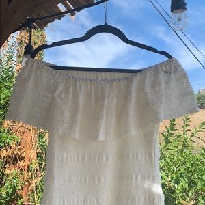 Classy white lace over the shoulder blouse